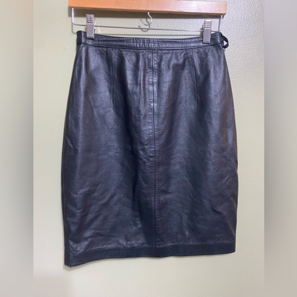 Vintage Black Leather Skirt from‎ Euro Mond, Size 7/8